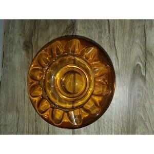vintage amber glass ashtray 6 Inches